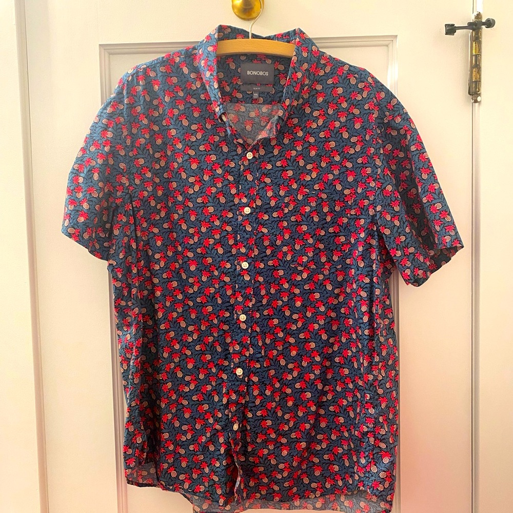 Bonobos Stretch Riviera Short Sleeve Pineapple Shirt